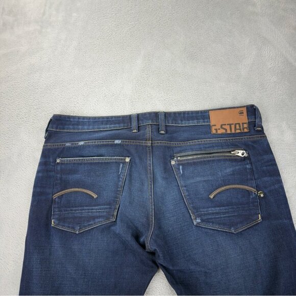 G-Star Men's Sz 42x31 Attacc Low Straight Leg Jeans Button Fly Dark Indigo Blue - Picture 7 of 14